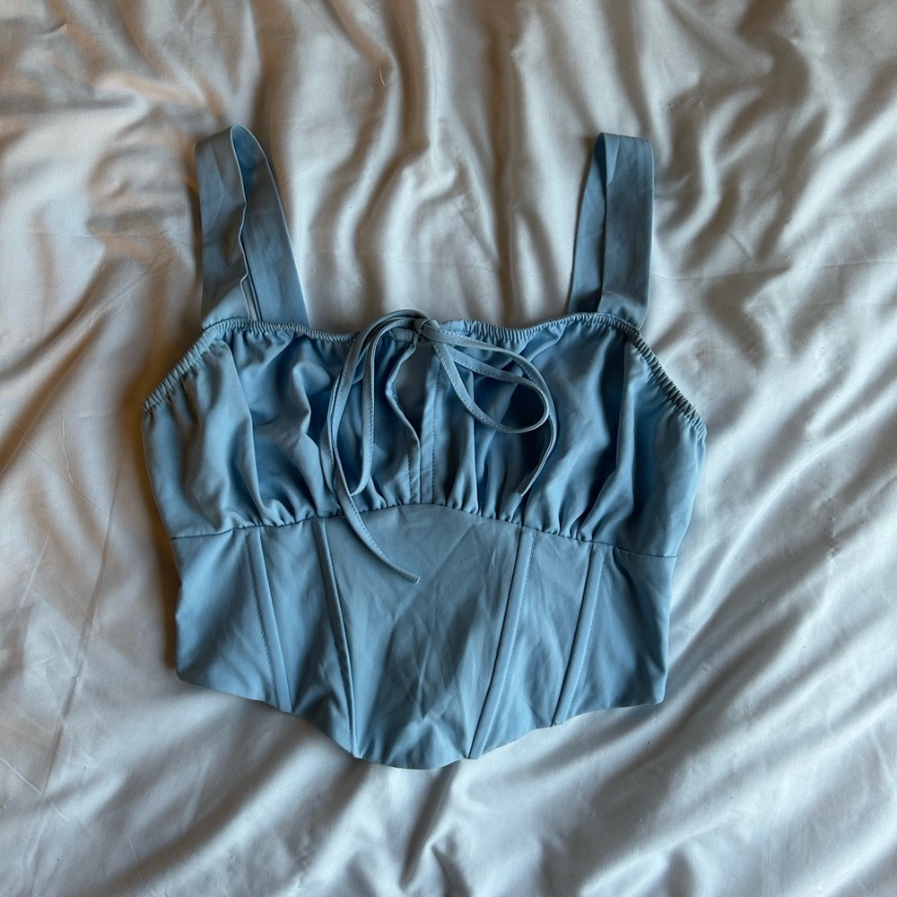 Kendall & Kylie Light Blue Smocked Top